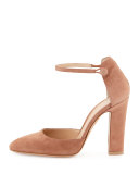 Suede d'Orsay Ankle-Wrap Pump