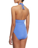 Mio Plunge-Neck Halter One-Piece Swimsuit