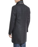 ID Classic Plaid Card Coat, Charcoal