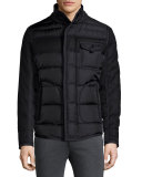 Ryan Nylon & Wool Hooded Puffer Jacket, Black