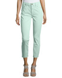 Sateen Skinny Cropped Jeans, Spearmint