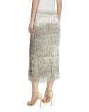 Delilah Metallic Fringe Midi Skirt