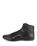 Napa Leather High-Top Sneaker, Black