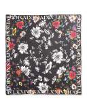 Floral Silk Square Scarf, Black