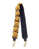 Pompom Smiley Shoulder Strap for Handbag, Mustard
