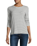 Soft Touch Long-Sleeve Striped Crewneck Top