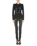 Double-Breasted Fitted Blazer, Black