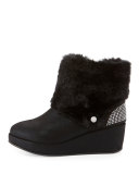 Gia Faux-Fur Microsuede® Bootie, Black, Youth