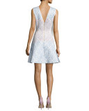Sleeveless Ombre Fit-&-Flare Dress, Ivory/Multi