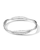 Sterling Silver Crisscross Wire Diamond Bangle (0.30ctw)