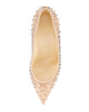 Escarpic Spike 100mm Red Sole Pump, Doudou/Gold Rose