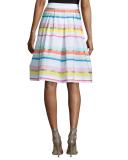 ribbon striped pleated skirt