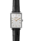 Shirley 32mm Alligator Strap Watch with Diamonds, Black/Silver