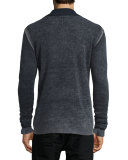 Funnel-Neck Front-Zip Sweater, Charcoal Heather