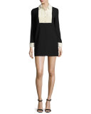 Long-Sleeve Two-Tone Mini Dress