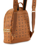 Stark Visetos Side-Stud Small Backpack, Cognac