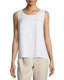 Round-Neck Slim-Fit Tank, White