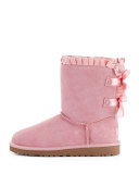 Bailey Ruffle & Bow Suede Boot, Baby Pink, Youth
