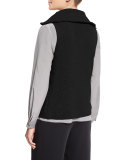Ribbed Zip-Front Sweater Vest, Black