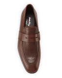 Gaudo 2 Calfskin Penny Loafer with Ostrich Leg Vamp, Light Brown