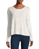 Rugby Relaxed Linen Long-Sleeve Tee, Blanc