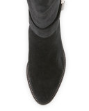 Giada Weatherproof Suede Knee Boot, Black