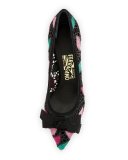 Erin Lace Bow 70mm Pump, Nero