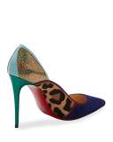 Serianina Pointed-Toe 100mm Red Sole Pump, Multi