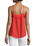 Nete Ruffle-Trim Sleeveless Top, Cherry