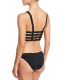 Neutra Strappy-Back Bustier Swim Top, Black