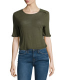 Boxy Half-Sleeve Epaulette Tee