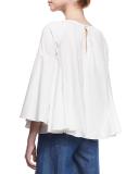 3/4-Sleeve A-Line Cotton Tunic, White
