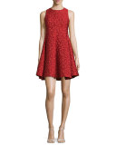Textured Fit-&-Flare Dress, Matisse Red