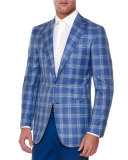 Windowpane Two-Button Sport Coat, Blue