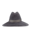 Requiem Wool Wide-Brim Fedora Hat, Slate