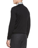High-Performance Merino Wool V-Neck Sweater, Black