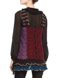 Ruffled-Hem Crochet Vest, Multi
