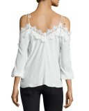 Fleur Lace-Trim Cold-Shoulder Top