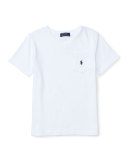 Cotton Jersey V-Neck Tee, White, Size 5-7