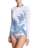Paisley Leaves Rashguard, White