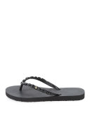 Jeweled Jelly Flat Thong Sandal, Black