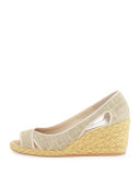 Coraa Linen Espadrille Wedge Sandal, Natural