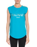 Button-Shoulder Logo Muscle Tee