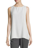 Sleeveless Silk Long Shell