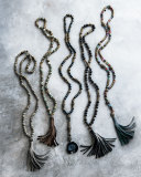 Xandra Suede Tassel Necklace, Blue/Brown