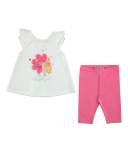 Sleeveless Bright Girl Tee w/ Leggings, Pink/White, Size 6-24 Months