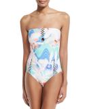 Marina Bandeau One-Piece Swimsuit, Waterfall Floral