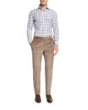 Corduroy Flat-Front Trousers, Tan