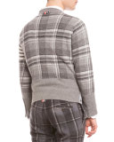 Plaid Intarsia Wool Sweater, Medium Gray