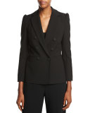 Double-Breasted Suiting Blazer, Black